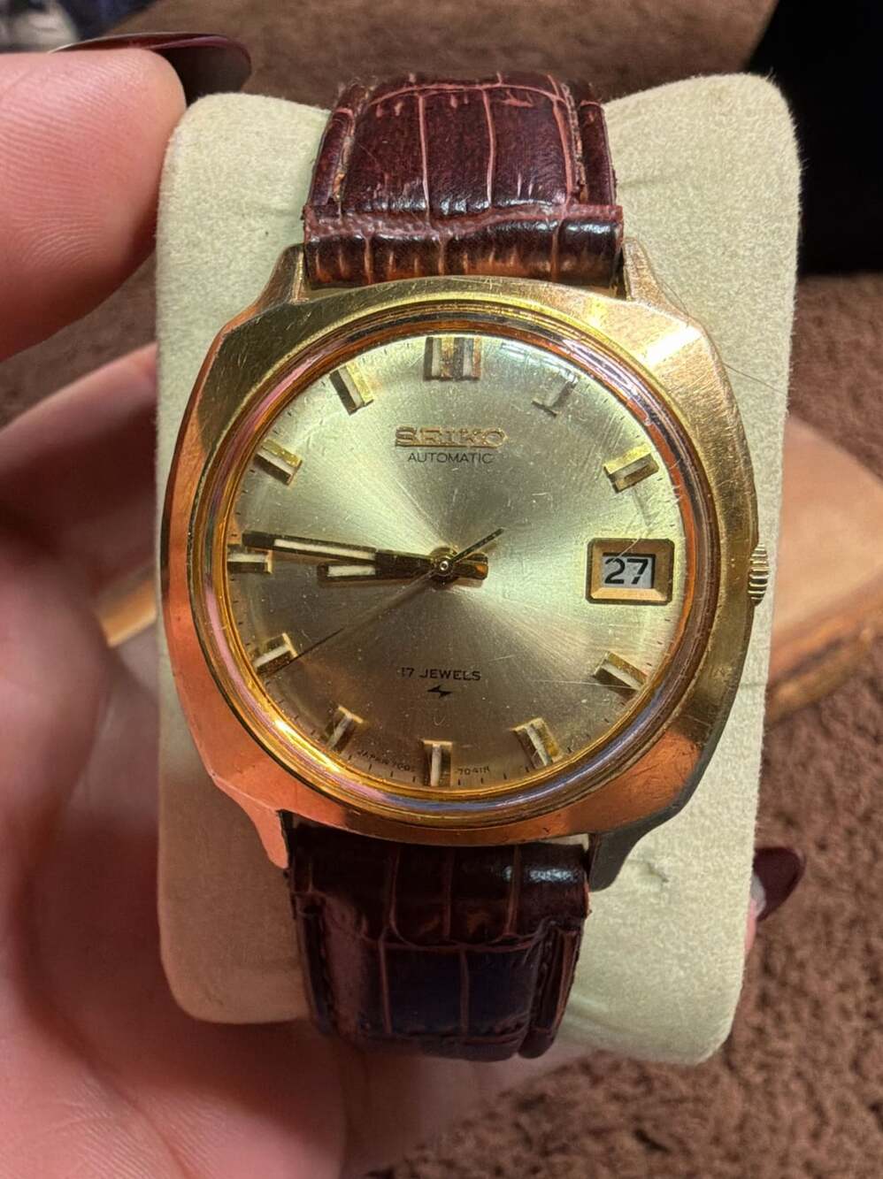 Seiko 7005-7041R Automatic Gold Tone 17 Jewels Vintage Watch